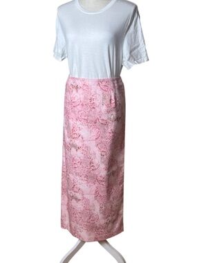 Vintage J. Marco Boho Chic Pink & White
Floral Print Maxi Skirt - Size 4